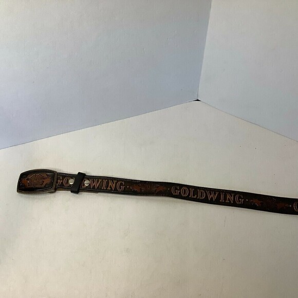 Vintage Gold Wing Leather Belt w/Buckle BB-317 Alumaline 4108 45" - Picture 5 of 6